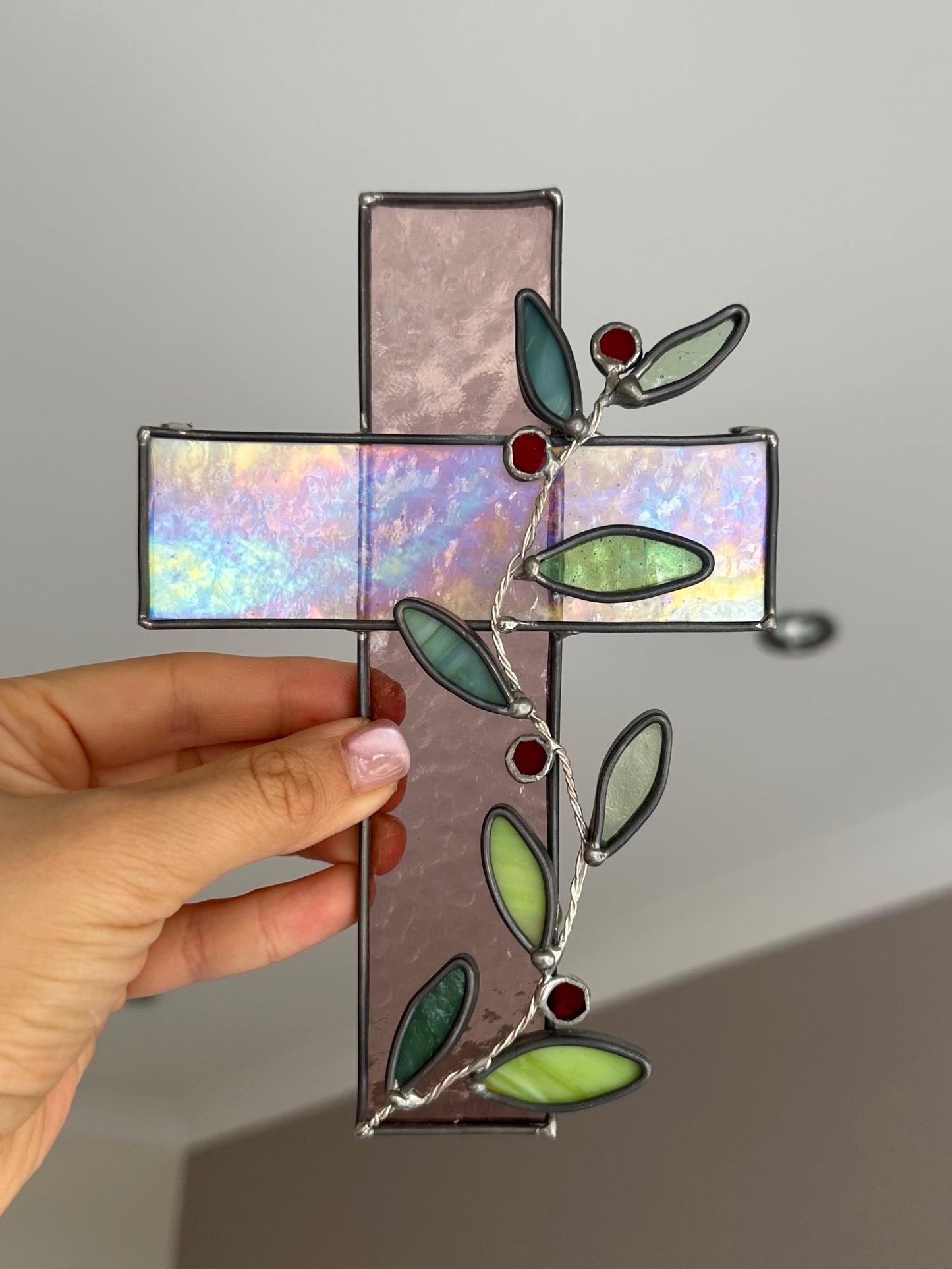 Stained Glass Cross in Purple