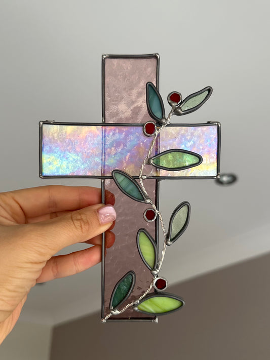 Stained Glass Cross in Purple
