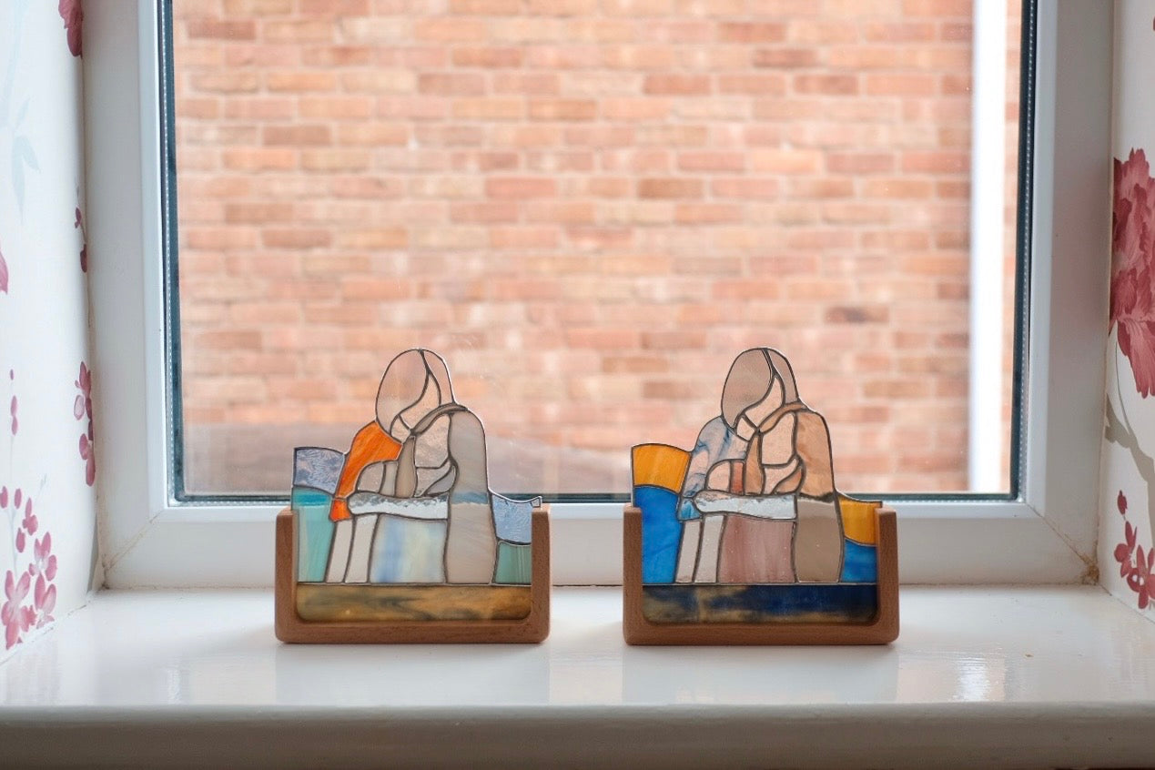 Stained Glass Couple Stands with Keyrings / Reserved