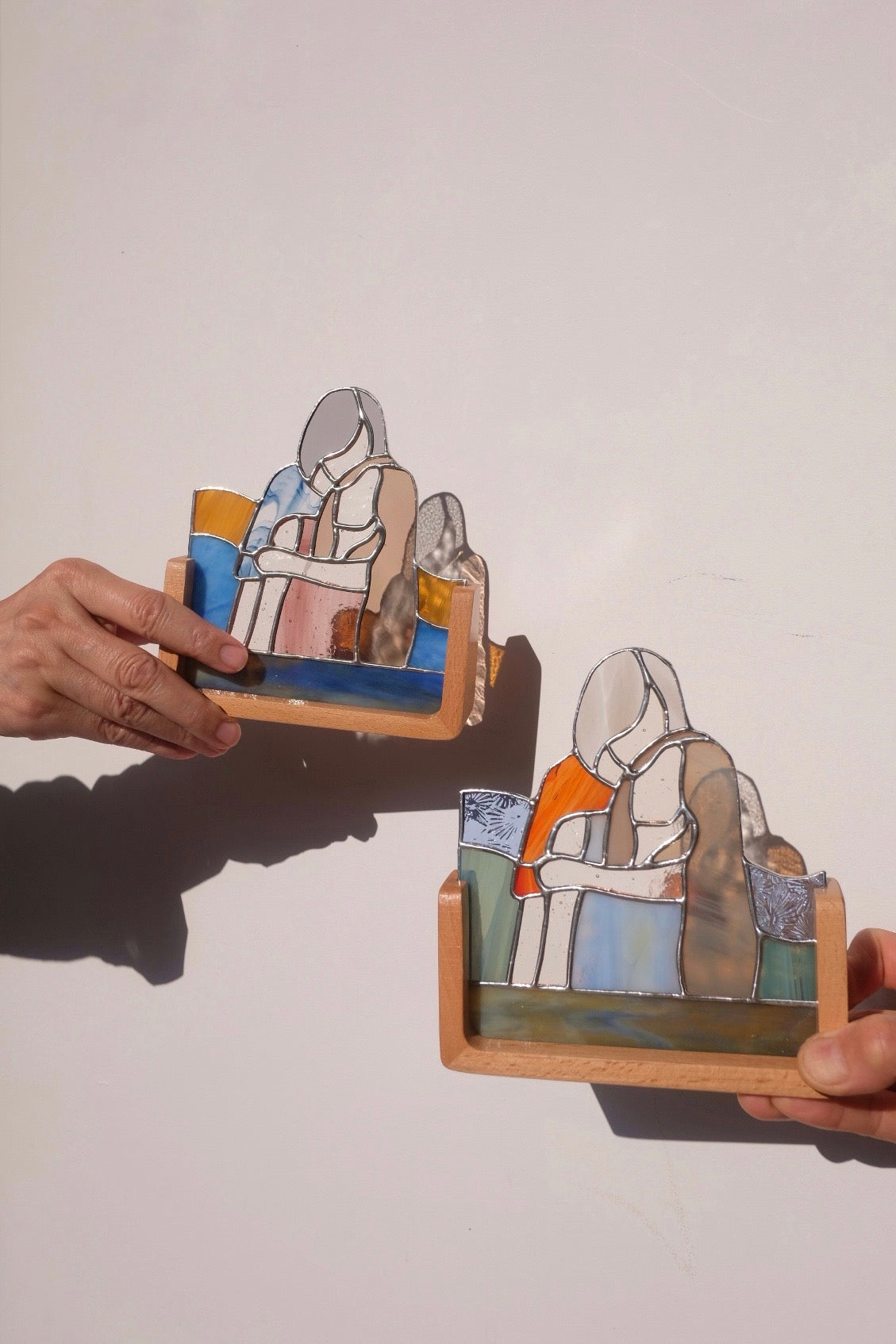 Stained Glass Couple Stands with Keyrings / Reserved