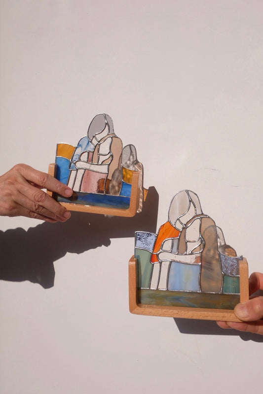 Stained Glass Couple Stands with Keyrings / Reserved