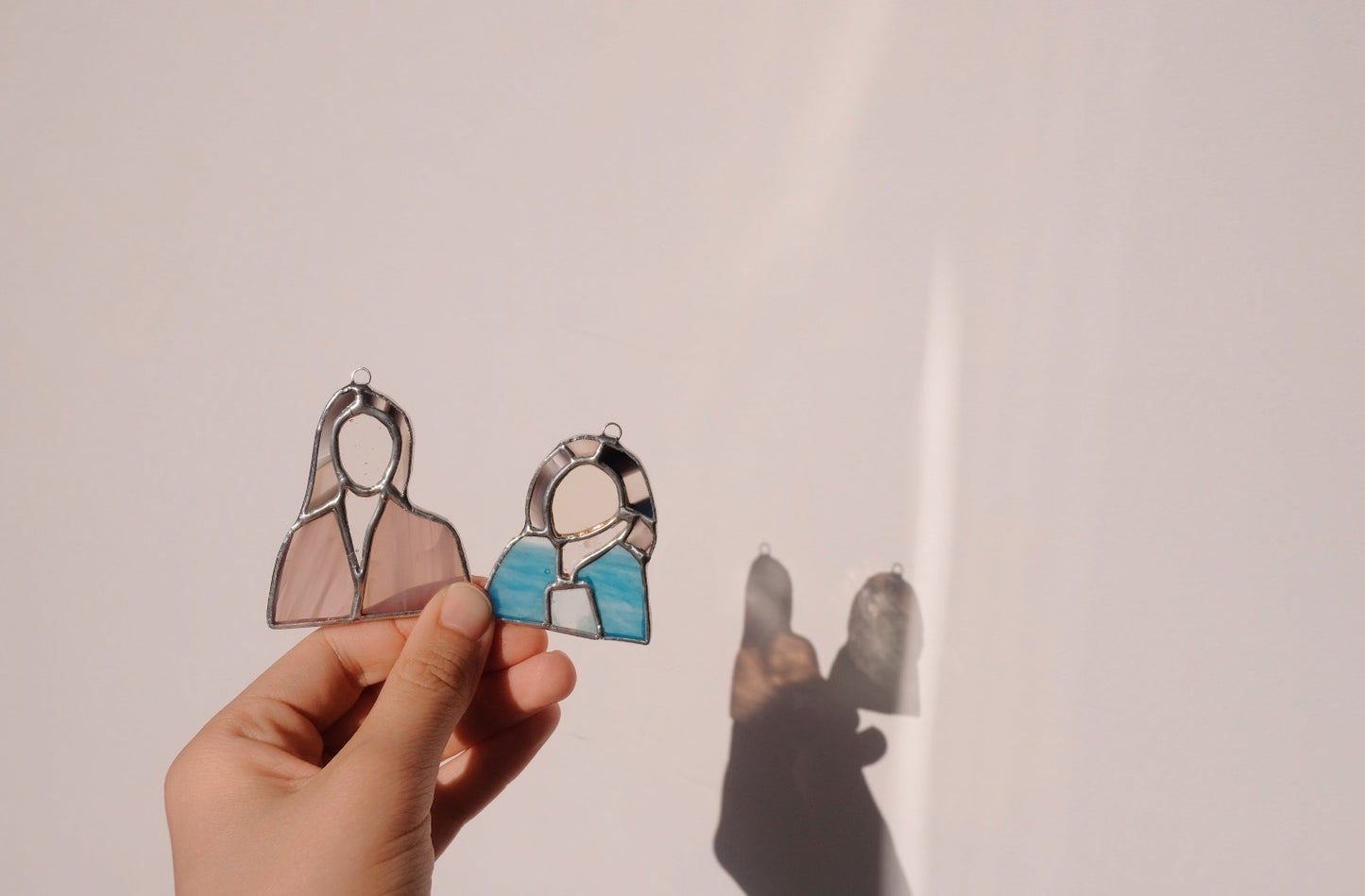 Stained Glass Couple Stands with Keyrings / Reserved